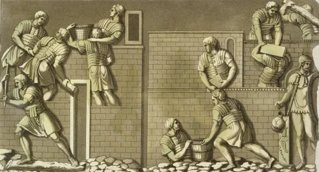 Romeinse soldaten bouwen een fort, plaat 21 uit 